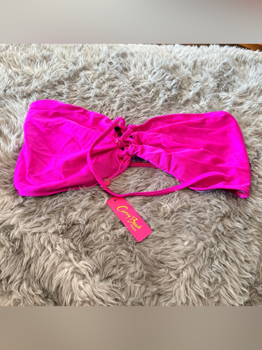 Curvy Beach raspberry pink bandeau top 3x